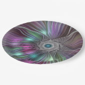 大カラフル花抽象芸術フラトリップ（幻覚体験）のようなクタルアート ペーパープレート (アングル)