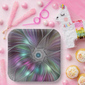 大カラフル花抽象芸術フラトリップ（幻覚体験）のようなクタルアート ペーパープレート (パーティー)