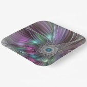 大カラフル花抽象芸術フラトリップ（幻覚体験）のようなクタルアート ペーパープレート (傾斜あり)