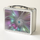 大カラフル花抽象芸術フラトリップ（幻覚体験）のようなクタルアート メタルランチボックス (裏面)