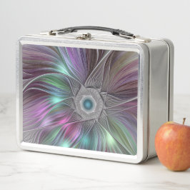 大カラフル花抽象芸術フラトリップ（幻覚体験）のようなクタルアート メタルランチボックス