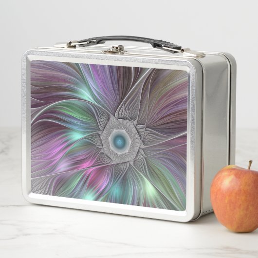 大カラフル花抽象芸術フラトリップ（幻覚体験）のようなクタルアート メタルランチボックス (インサイチュ)