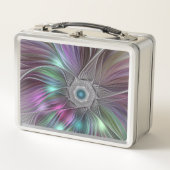 大カラフル花抽象芸術フラトリップ（幻覚体験）のようなクタルアート メタルランチボックス (正面)