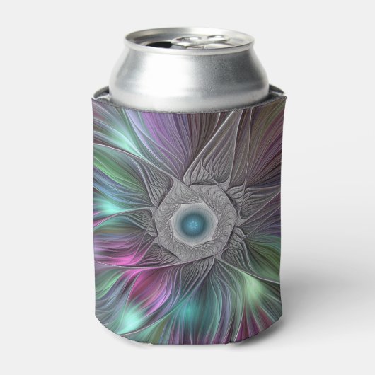 大カラフル花抽象芸術フラトリップ（幻覚体験）のようなクタルアート 缶クーラー (缶正面)