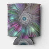 大カラフル花抽象芸術フラトリップ（幻覚体験）のようなクタルアート 缶クーラー (正面)