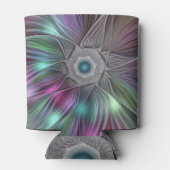 大カラフル花抽象芸術フラトリップ（幻覚体験）のようなクタルアート 缶クーラー (裏面)