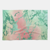 大クール理石 | ラブリーパステルコーラルアンドグリーングラデーション キッチンタオル (横)
