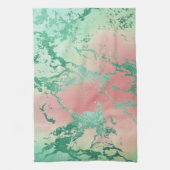 大クール理石 | ラブリーパステルコーラルアンドグリーングラデーション キッチンタオル (縦)