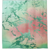 大クール理石 | ラブリーパステルコーラルアンドグリーングラデーション シャワーカーテン (正面)