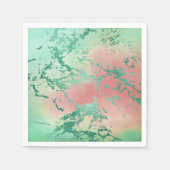 大クール理石 | ラブリーパステルコーラルアンドグリーングラデーション スタンダードカクテルナプキン (正面)