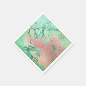 大クール理石 | ラブリーパステルコーラルアンドグリーングラデーション スタンダードカクテルナプキン (角)