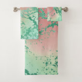 大クール理石 | ラブリーパステルコーラルアンドグリーングラデーション バスタオルセット (インサイチュ)