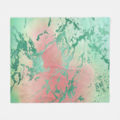 大クール理石 | ラブリーパステルコーラルアンドグリーングラデーション フリースブランケット (正面(横))