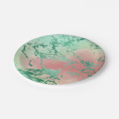 大クール理石 | ラブリーパステルコーラルアンドグリーングラデーション ペーパープレート (アングル)