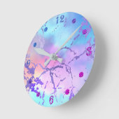 大クール理石 | ラブリーパステルコーラルアンドグリーングラデーション ラウンド壁時計 (傾斜)
