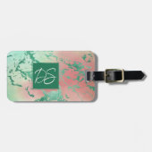 大クール理石 | ラブリーパステルコーラルアンドグリーングラデーション ラゲッジタグ (正面横)