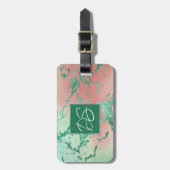 大クール理石 | ラブリーパステルコーラルアンドグリーングラデーション ラゲッジタグ (正面縦)