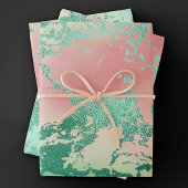 大クール理石 | ラブリーパステルコーラルアンドグリーングラデーション ラッピングペーパーシート