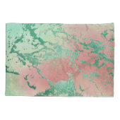 大クール理石 | ラブリーパステルコーラルアンドグリーングラデーション 枕カバー (裏面)