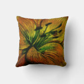 大コンテンポラリー抽象芸術黄色オレンジ色の花 クッション (裏面)