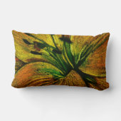 大コンテンポラリー抽象芸術黄色オレンジ色の花 ランバークッション (裏面)