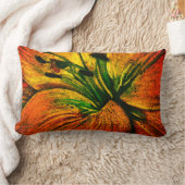 大コンテンポラリー抽象芸術黄色オレンジ色の花 ランバークッション (ブランケット)