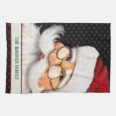 大サンタ伝統的クパーソナライズされたクリスマス キッチンタオル (横)