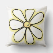 大シンプルきな白と黄色のグラフィックデイジー花 クッション (正面)