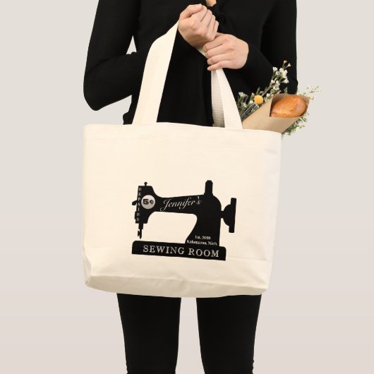 大シーメストレスルーム裁縫キルター生地ギフトL ラージトートバッグ (正面(商品))