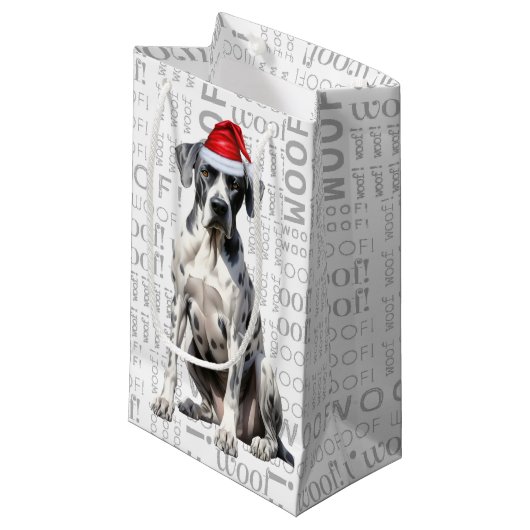 大スタイリッシュきなダンとウーフワードアートクリスマス スモールペーパーバッグ (正面アングル)