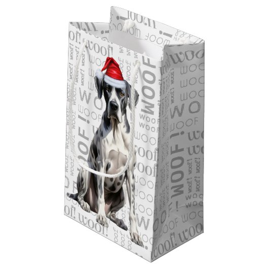 大スタイリッシュきなダンとウーフワードアートクリスマス スモールペーパーバッグ (裏面アングル)