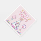 大タイポグラフィハッピーバースデーピンクと金ゴールド スタンダードランチョンナプキン (角)