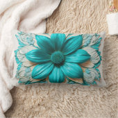 大ターコイズ花美しい» ランバークッション (ブランケット)