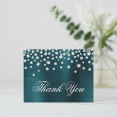 大ダイヤモンドコンフェッティ オーシャン ティール サテン ホイル ポストカード (スタンド正面)