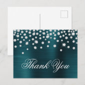 大ダイヤモンドコンフェッティ オーシャン ティール サテン ホイル ポストカード (正面/裏面)