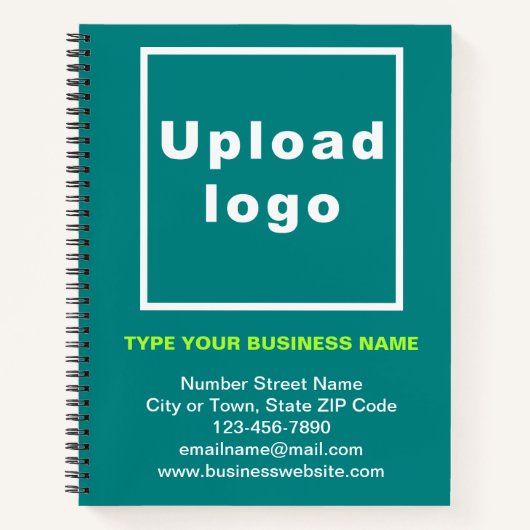 大ティール（緑がかった色）グリーンスパイラルノートブック上のビジネスブランド ノートブック (正面)