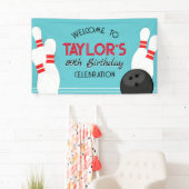 大ティール（緑がかった色）ブルーボーリング誕生日バナー 横断幕 (インサイチュ)