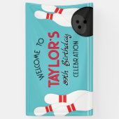 大ティール（緑がかった色）ブルーボーリング誕生日バナー 横断幕 (縦)