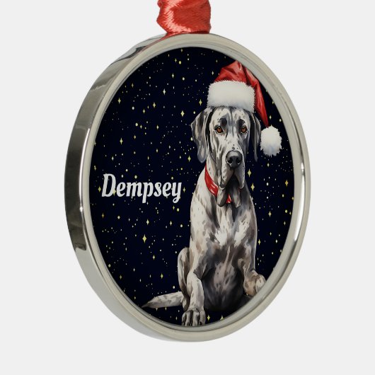 大デーンパーソナライズされたクリスマス飾り メタルオーナメント (右)