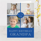 大ハッピーバースデーグランドパブルーフォトコラージュ カード (黄色い花)