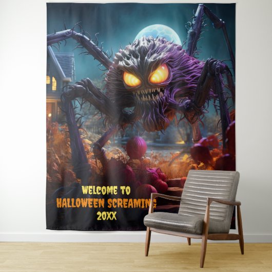 大ハロウィン怖いつるクモの背景 タペストリー (インサイチュ)
