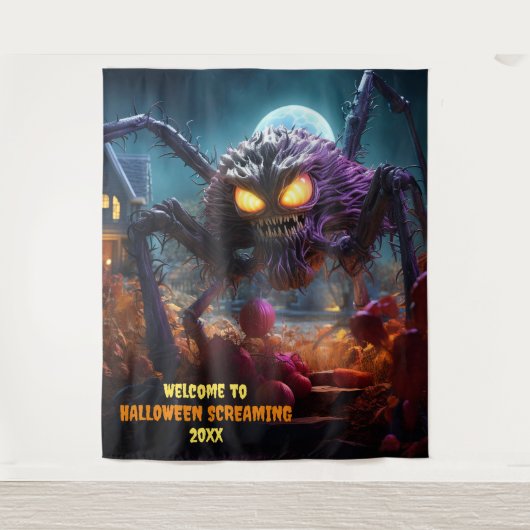 大ハロウィン怖いつるクモの背景 タペストリー (正面)