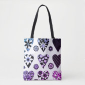 大ハートと花モダン色ポップ・アートの トートバッグ (正面)