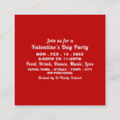 大ハートバレンタインデーパーティーチケット招待状 スクエア名刺 (裏面)