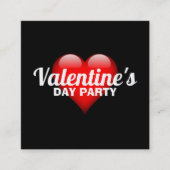 大ハートバレンタインデーパーティーチケット招待状 スクエア名刺 (正面)