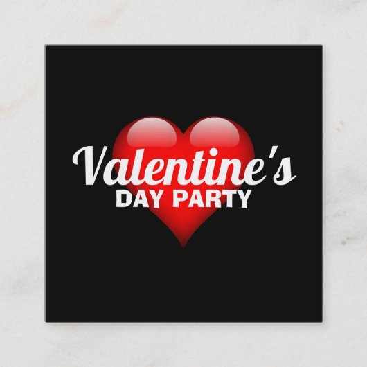 大ハートバレンタインデーパーティーチケット招待状 スクエア名刺 (正面)