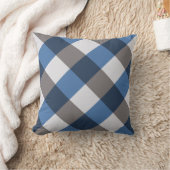 大バッファローチェック、グレー/グレーとブルー クッション (ブランケット)