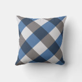 大バッファローチェック、グレー/グレーとブルー クッション (裏面)