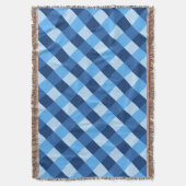大バッファローチェック、デニムブルーの色合い スローブランケット (正面縦)