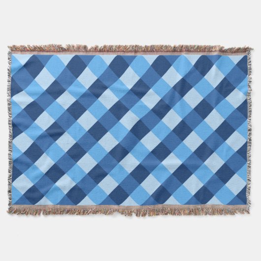 大バッファローチェック、デニムブルーの色合い スローブランケット (正面)